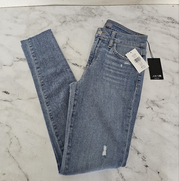 Joe's Jeans Mid Rise Skinny Ankle Distressed Blue Jeans 25 NWT - Picture 3 of 9
